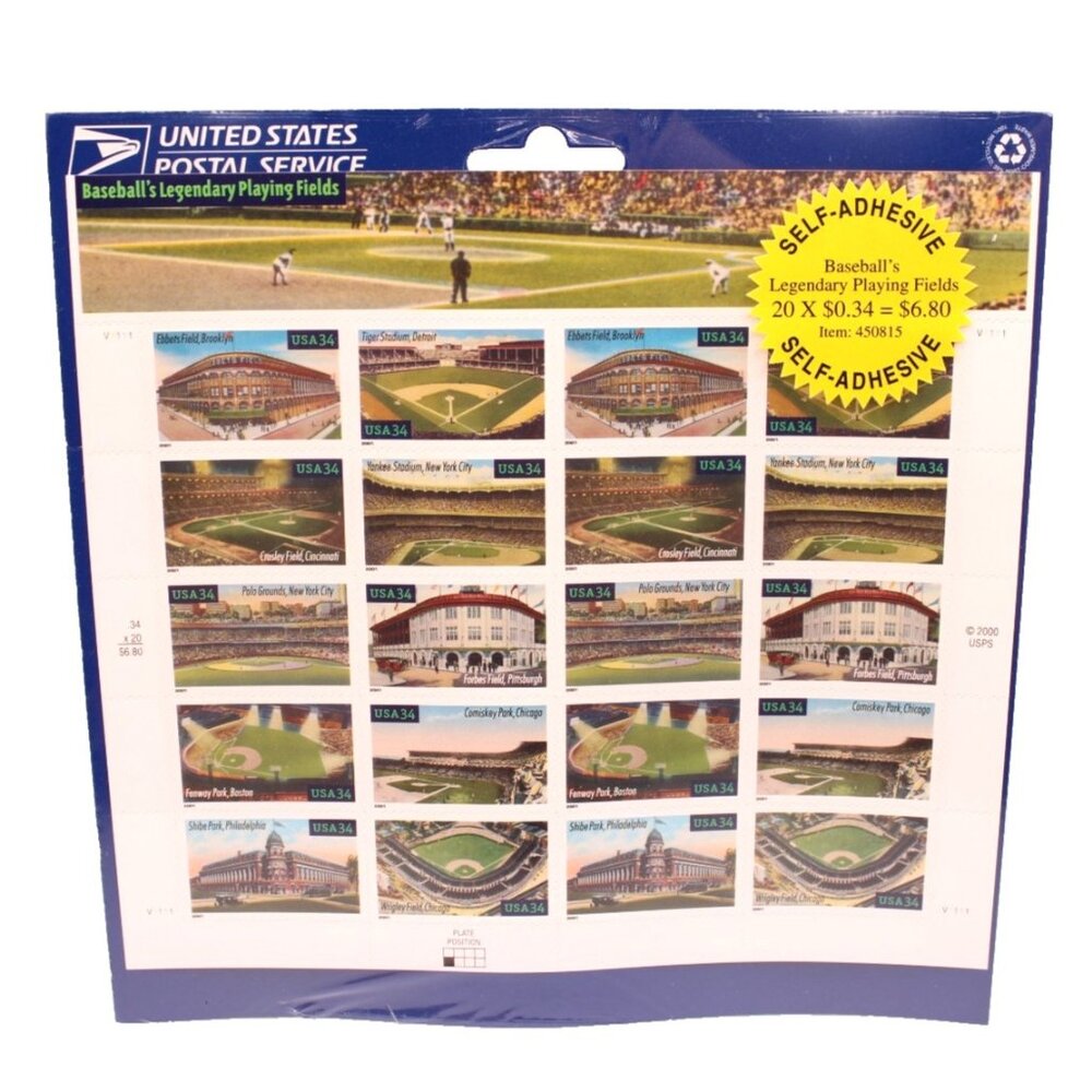 Baseballs Legendary Playing Fields Collectors 2000 Self-Adhesive Stamps SEALED